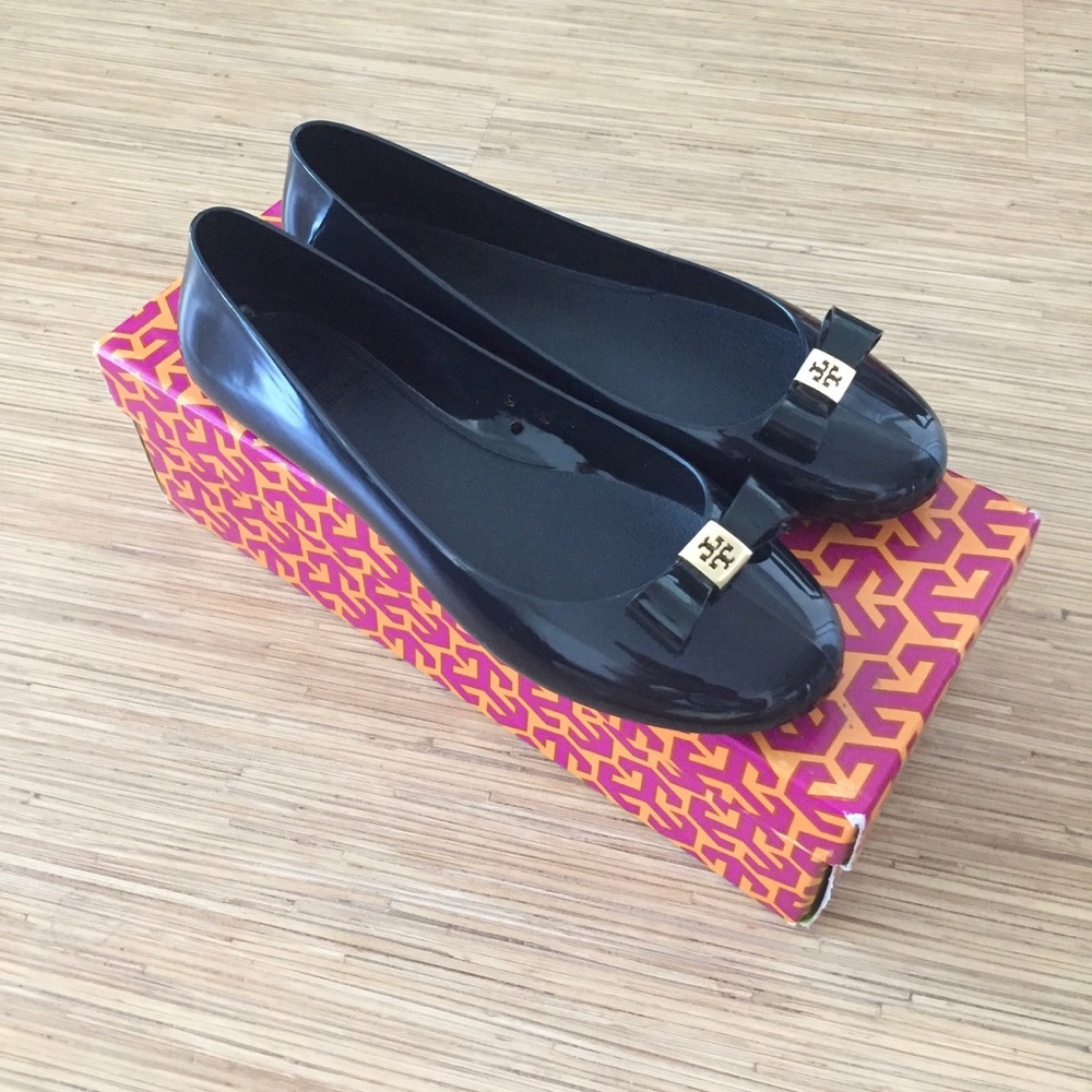 Tory Burch Black Jelly flats EUC Sz 5